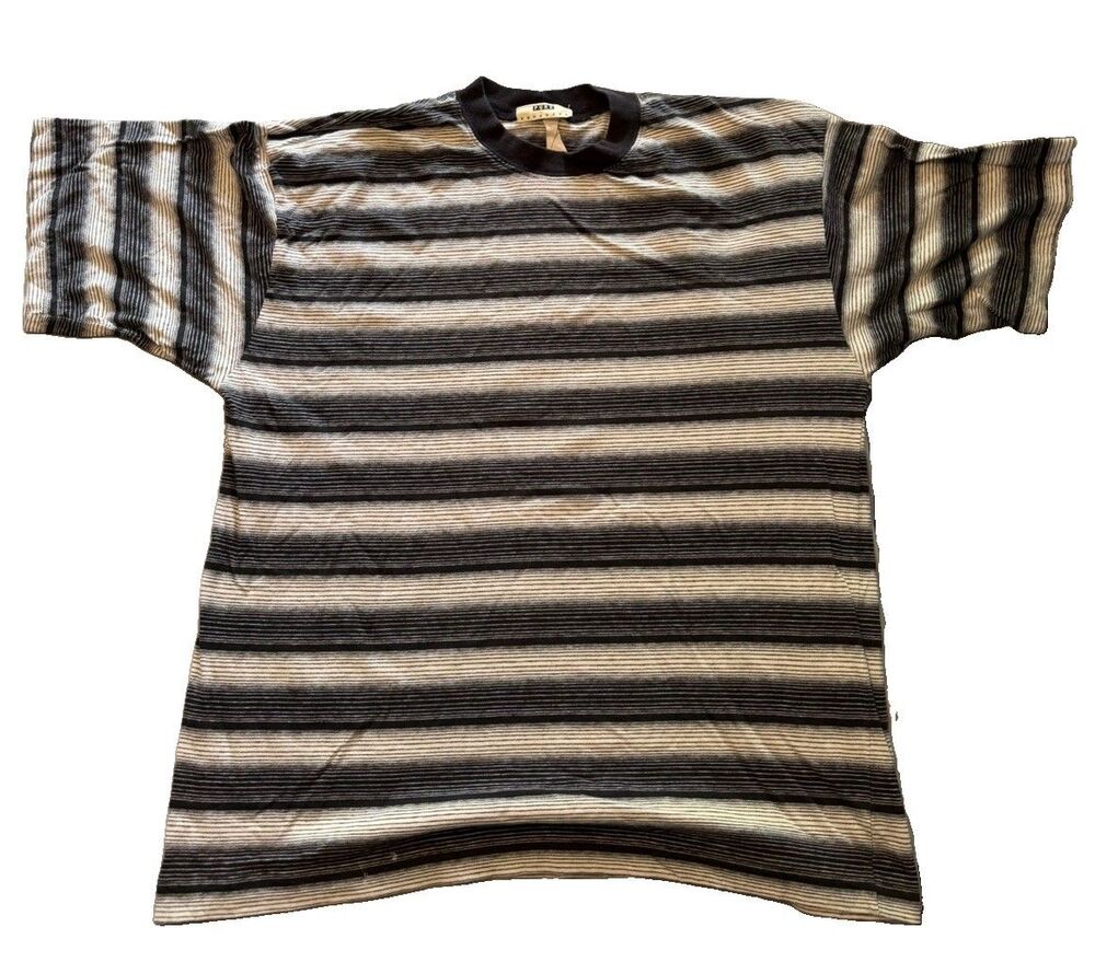 Vintage 90s Pure Products Striped T-Shirt Mens XL Black White Skate Grunge MiUSA